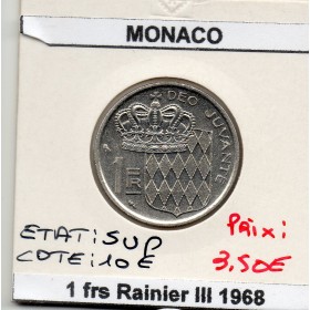 Monaco 1 Franc 1968 Sup, Gad.150 Rainier III