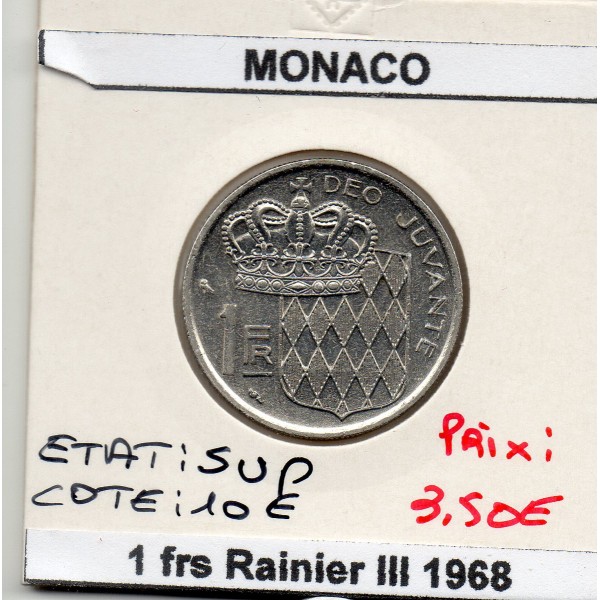 Monaco 1 Franc 1968 Sup, Gad.150 Rainier III