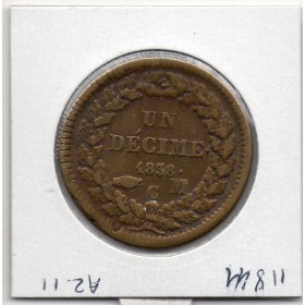 Monaco 1 Décime 1838 MC TTB-, Gad.105 Honore V grosse tête