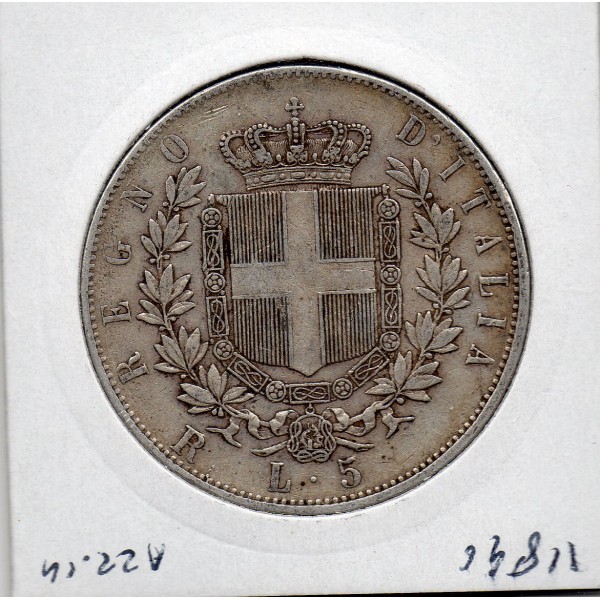 Italie 5 Lire 1876 R, Sup- KM.8.4 Vittorio Emanuele