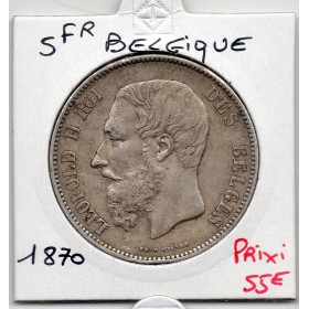Belgique 5 Francs 1870 TTB+, KM.24 Leopold II