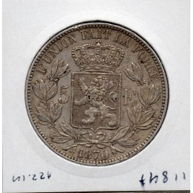 Belgique 5 Francs 1870 TTB+, KM.24 Leopold II
