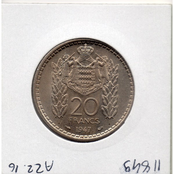 Monaco 20 francs 1947 Spl, Gad.137 Louis II