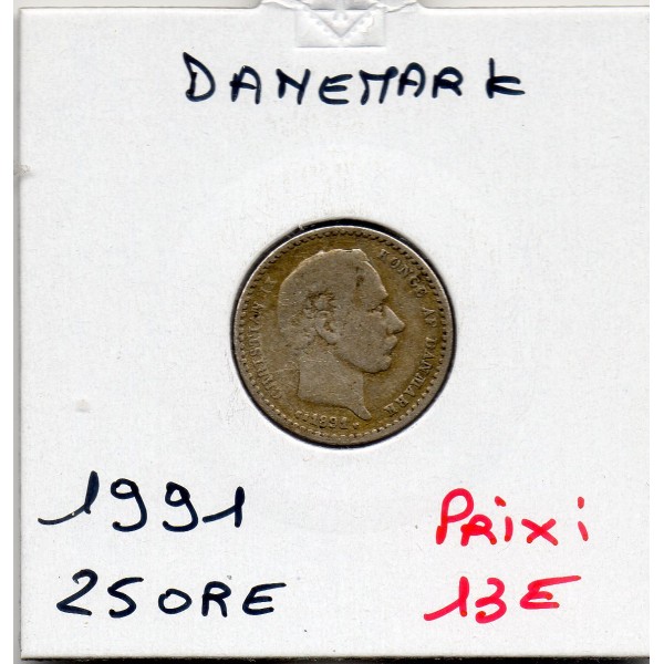 Danemark 25 ore 1891 TB, KM.796 Christian IX
