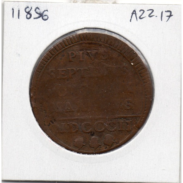 Vatican Pius Pie VII 1 Baiocco 1802 TB, KM.1267