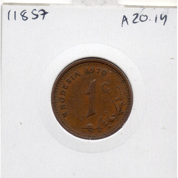 Rhodésie 1 cent 1970 TTB, KM.10 armoiries