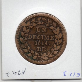 1 décime siège Strasbourg 1815 BB Louis XVIII TTB-
