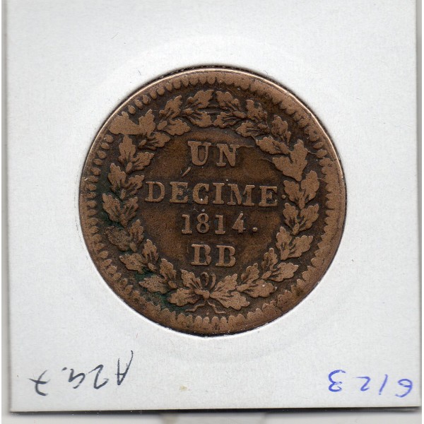 1 décime siège Strasbourg 1815 BB Louis XVIII TTB-