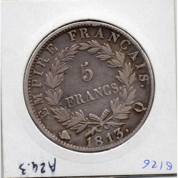 5 francs Napoléon 1er 1813 Q Perpignan TTB cassure de coin