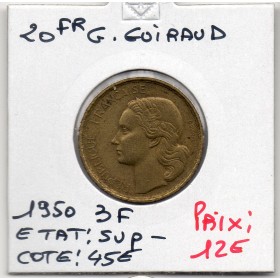 20 francs Coq G. Guiraud 3 faucilles 1950 Sup-