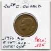 20 francs Coq G. Guiraud 3 faucilles 1950 Sup-