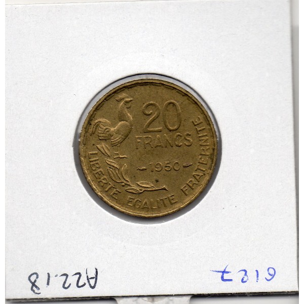 20 francs Coq G. Guiraud 3 faucilles 1950 Sup-