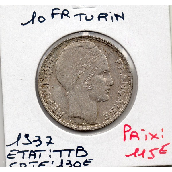10 francs Turin Argent 1937 TTB