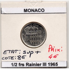 Monaco 1/2 Franc 1965 Sup+, Gad.149 Rainier III