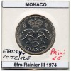 Monaco 5 Francs 1974 Sup+, Gad.153 Rainier III