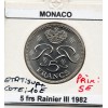 Monaco 5 Francs 1982 Sup+, Gad.153 Rainier III