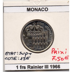Monaco 1 Franc 1966 Sup+, Gad.150 Rainier III