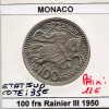 Monaco 100 francs 1950 Sup, Gad.142 Rainier III
