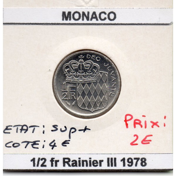Monaco 1/2 Franc 1978 Sup+, Gad.149 Rainier III