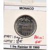 Monaco 1 Franc 1960 Sup+, Gad.150 Rainier III