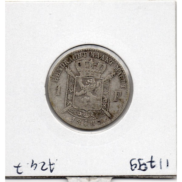 Belgique 1 Franc 1887 en Flamand TB, KM.29 Leopold II