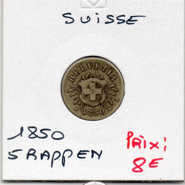 Suisse 5 rappen 1850 BB TTB, KM.5 Ecusson