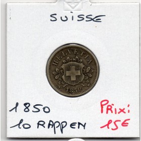 Suisse 10 rappen 1850 TTB, KM.6 ecusson