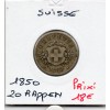 Suisse 20 rappen 1850 TTB-, KM.7 Ecusson