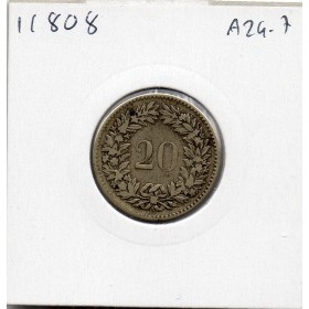 Suisse 20 rappen 1850 TTB-, KM.7 Ecusson