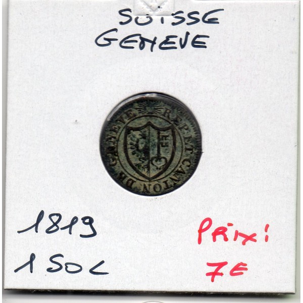 Suisse Canton Genève 1 Sol 1819 TB, KM.119