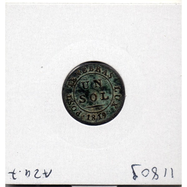 Suisse Canton Genève 1 Sol 1819 TB, KM.119