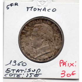 Monaco 5 Francs 1960 Sup, Gad.152 Rainier III