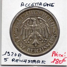 Allemagne 5 reichsmark 1927 A, TTB KM.56 Weimar, chêne