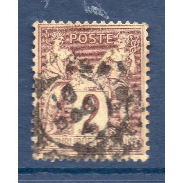 Timbre France Yvert No 85a Type II Sage 2c brun foncé Oblitéré