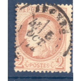 Timbre France Yvert No 51 Type Cérès 2c rouge-brun Oblitéré CaD type 16