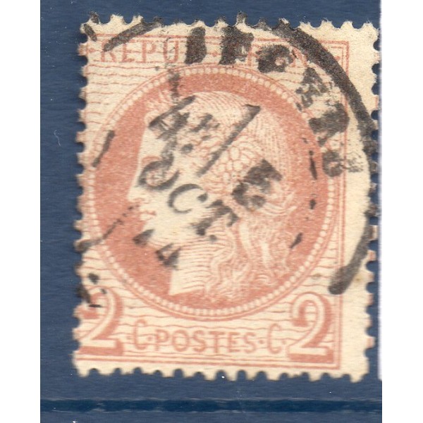 Timbre France Yvert No 51 Type Cérès 2c rouge-brun Oblitéré CaD type 16
