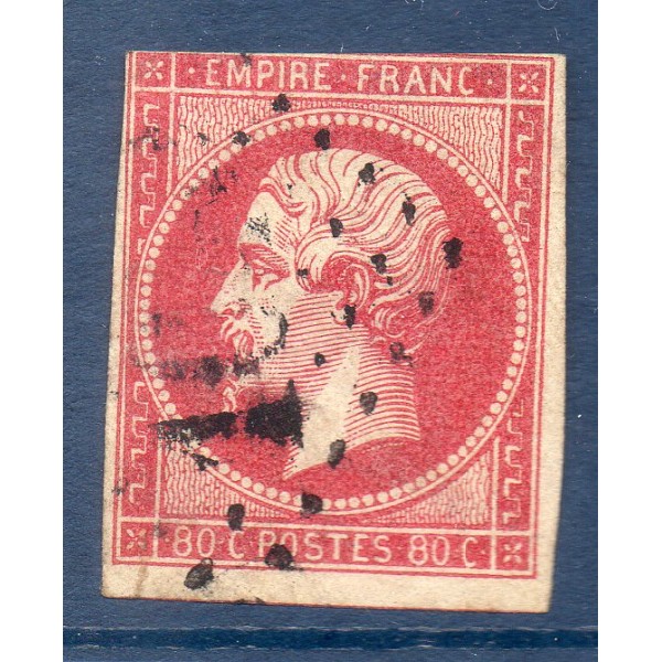Timbre France Yvert No 17B Empire 80c rose Oblitéré