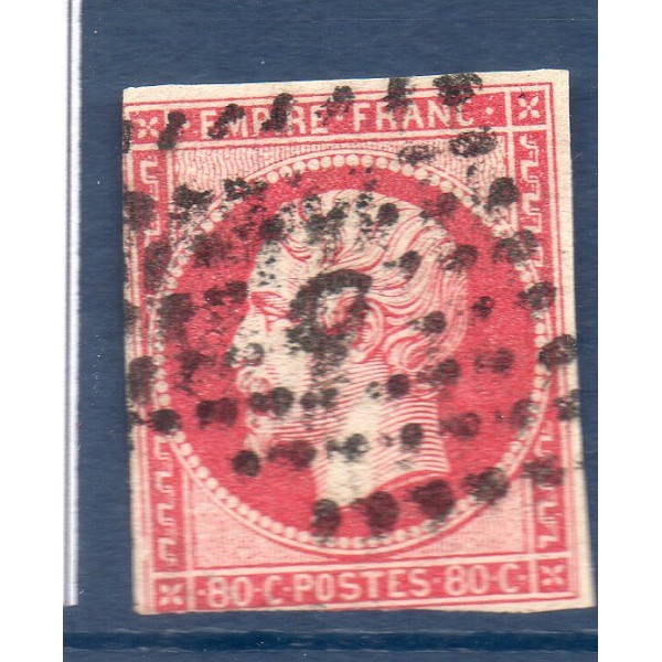 Timbre France Yvert No 17B Empire 80c rose Oblitéré