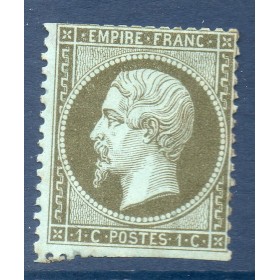 Timbre France Yvert No 19 Empire 1c vert olive Neuf * avec charnière