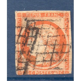 Timbre France Yvert No 5 Type Cérès 40c Orange Oblitéré