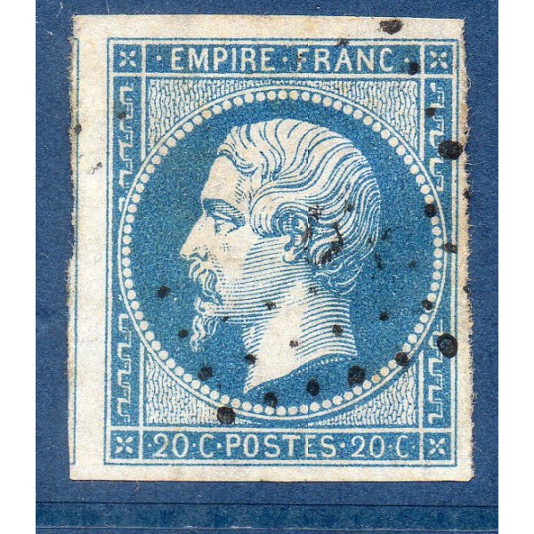Timbre France Yvert No 14A Type I Empire 20c Bleu Oblitéré