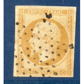 Timbre France Yvert No 13Ab Type I Empire 10c Bistre orange Oblitéré étoile de Paris