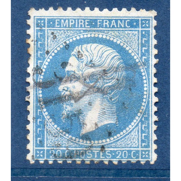 Timbre France Yvert No 22 Empire 20c bleu Oblitéré gros chiffres