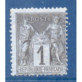 Timbre France Yvert No 83a Type II Sage 1c noir s. bleu Neuf sans gomme
