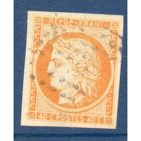 Timbre France Yvert No 5 Type Cérès 40c orange Oblitéré