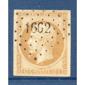 Timbre France Yvert No 9 Type Présidence 10c Bistre Jaune Oblitéré petits chiffres