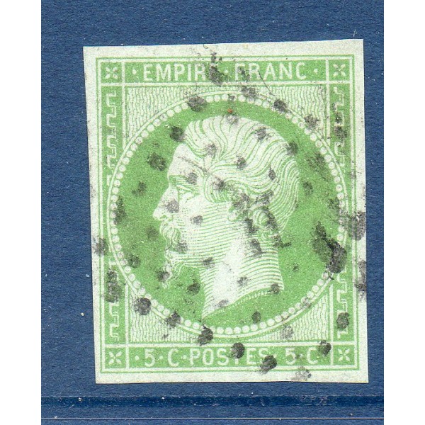 Timbre France Yvert No 12a Type Empire 5c Vert jaune Oblitéré
