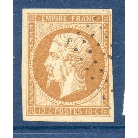 Timbre France Yvert No 13A Type I Empire 10c Bistre Oblitéré