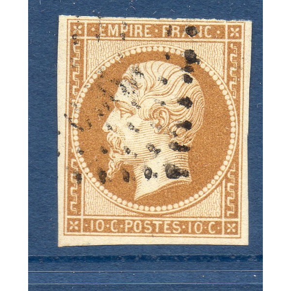 Timbre France Yvert No 13B Type II Empire 10c Brun clair Oblitéré