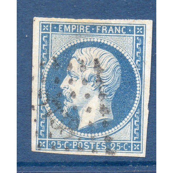 Timbre France Yvert No 15 Empire 25c Bleu Oblitéré gros chiffres